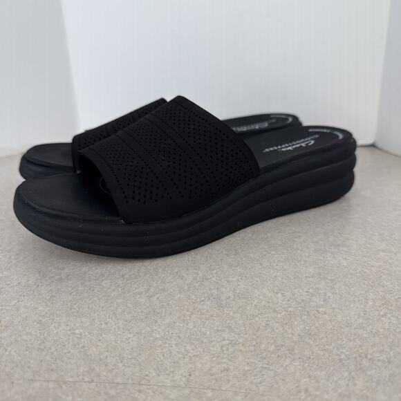 Women’s‎ Clarks Cloud Steppers Drift Twist Black Sandals Slip On Size 7 - Picture 4 of 10